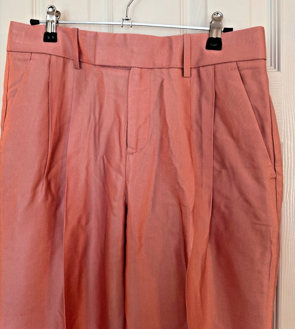 NWT Banana Republic Sz 4L Satin Tapered Pants Pleated Ankle Pink ECOVERO Dressy - Picture 5 of 9